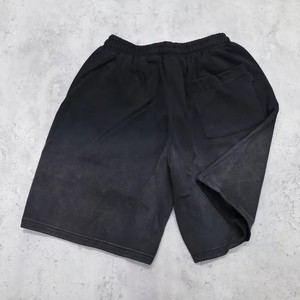 Streetwear Patch French Terry Acid Wash Shorts Blank Sun Faded <b>Bleach</b> Shorts Vintage Hip Hop Drawstring Shorts for Men - Product Image 5