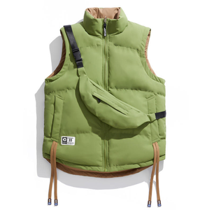 Chalecos casuales de invierno para hombre y mujer, tejido de punto grueso, cierre de cremallera, algodón reversible, ropa juvenil de talla grande - Product Image 3