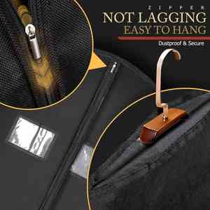 5 Pack 40 Inch Polyester Garment Bag Travel Hanging Suit Storage Bag With Zipper Visible Transparent <b>Window</b> Black - Product Image 6