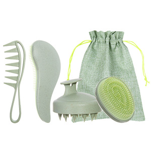 Logo personnalisé d'usine lavage naturel paille de blé peigne brosse pour shampooing <span class=keywords><strong>et</strong></span> sèche-cheveux brosse démêlant brosse à cheveux pour les femmes - Product Image 4