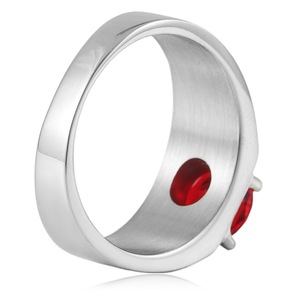 Bague unisexe en acier inoxydable yunnique avec pierre précieuse rouge sertie à griffes, idéale pour les mariages - Product Image 3