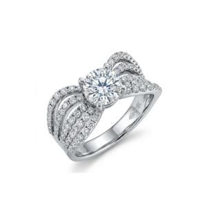 Bague de mariage personnalisée en or 14 carats plaqué or, diamant de laboratoire de qualité VS 1,00 carat taille brillant, certifié IGI, avec sertissage micro-pavé - Product Image 1