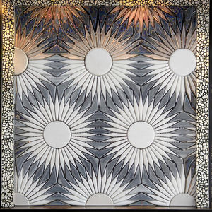 <span class=keywords><strong>Mosaico</strong></span> <span class=keywords><strong>in</strong></span> <span class=keywords><strong>Pietra</strong></span> Marmorizzata Penny Round per Pareti, Pavimenti, Bagno, Cucina, Piastrelle a Getto d'Acqua con Motivo a Girasole - Product Image 4