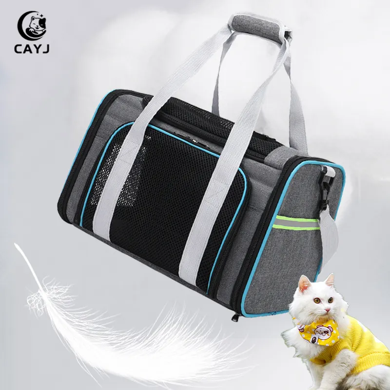 Bolsa para gatos con buen efecto de ventilación, bolsa transpirable de gran capacidad para mascotas, nueva bolsa de transporte para gatos portátil grande