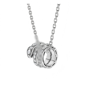 Collier Baojia Classic Spirit Snake à trois anneaux entièrement serti de diamants, bijoux de niche de luxe léger, en stock, vente en gros transfrontalière - Product Image 2