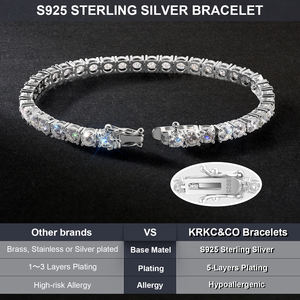 Bracciale Tennis in Moissanite Placcato Oro Bianco 18k in <span class=keywords><strong>Argento</strong></span> 925 da 3mm Taglio Rotondo <span class=keywords><strong>D</strong></span> VVS GRA per Uomo Donna Regalo Compleanno Anniversario - Product Image 6