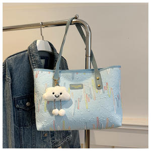 กระเป๋าผ้าใบสะพายไหล่สำหรับผู้หญิงความจุขนาดใหญ่พร้อมซิปปิดจี้กระเป๋าโท้ทสำหรับผู้หญิง - Product Image 5