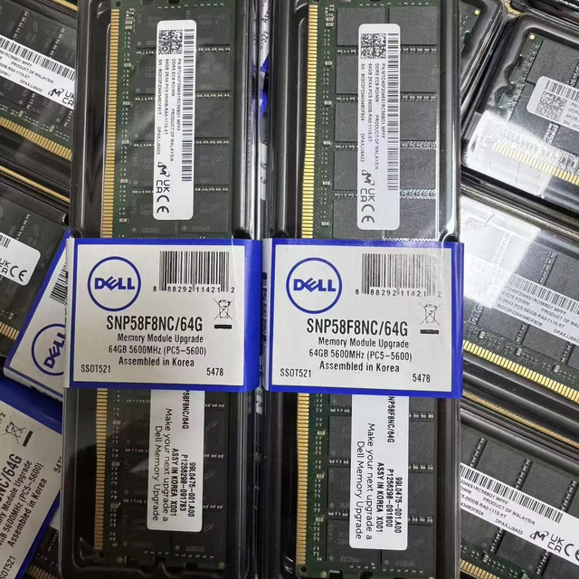 Packing Bulk In-stock D Ell SK 64G 5600/6400MHz REG ECC DDR5 Server RAM at Competitive Prices.