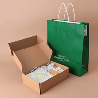 Sacs de shopping en papier kraft vert avec poignées, logo personnalisé, vente en gros d'usine