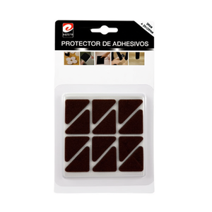 Erp Lot de 12 patins triangulaires pour pieds de table 25x25mm, protecteurs adhésifs en feutre marron - Product Image 1