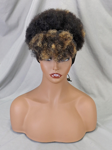 Perruque <span class=keywords><strong>Courte</strong></span> <span class=keywords><strong>Coupe</strong></span> Pixie Afro Bouclée avec Bandeau <span class=keywords><strong>Cheveux</strong></span> Humains Brésiliens Remy Perruque Bob sans Colle ni Dentelle Entièrement Faite à la Machine <span class=keywords><strong>pour</strong></span> Femme - Product Image 4