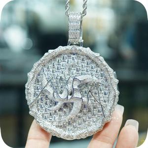 <span class=keywords><strong>Asen</strong></span> Ai Zhiheng สร้อยคอเค้กทรงกลมขนาดใหญ่6cm, จี้ฮิปฮอปเซอร์โคเนียชุบทองสำหรับผู้ชายสำหรับเป็นของขวัญหรืองานเลี้ยง - Product Image 3