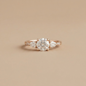 Rose Gold Three Stone Diamond <b>Ring</b> Round Brilliant Cut Prong Setting Classic <b>Engagement</b> Women's Fine Jewelry - Product Image 3