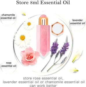 Bouteille en rouleau d'huile essentielle de Massage, pierres précieuses naturelles, 1 pièce, améthyste rose quartz rose, bouteille d'huile essentielle