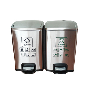 Fábrica china <span class=keywords><strong>40</strong></span> <span class=keywords><strong>litros</strong></span> de acero inoxidable casa 2 compartimento <span class=keywords><strong>Pedal</strong></span> de pie de <span class=keywords><strong>basura</strong></span> - Product Image 2