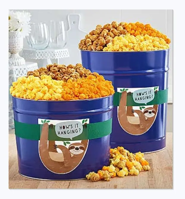 Embalagem de popcorn para natal, embalagem vazia impressa por atacado de grau alimentício com tampa