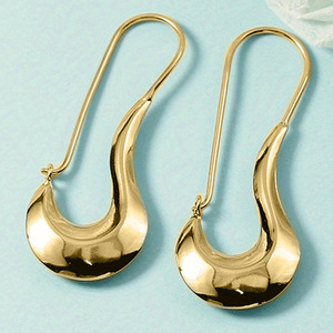 Orecchini a Gancio Irregolari Lucidi per Donne, Aspetto Metallico, Gioielli per Orecchie alla Moda per Uso Quotidiano - Product Image 2