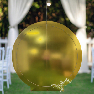Moderne Klassieke Gouden Pvc Acryl Board Spiegel Ronde Cirkel Bruiloft Achtergronden Staan Eenvoudig Stijlvol Muurontwerp - Product Image 2