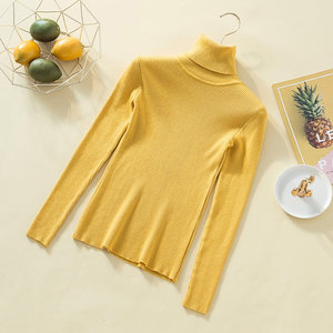 In magazzino vendita superiore all'ingrosso nuovo Design <span class=keywords><strong>donna</strong></span> maglione lavorato a maglia tinta unita autunno inverno <span class=keywords><strong>dolcevita</strong></span> maglioni Pullover di base morbidi aderenti - Product Image 3