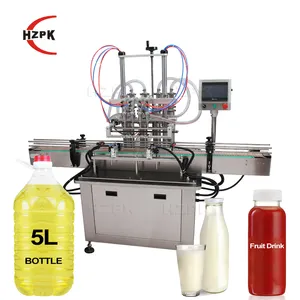 HZPK fully automatic 4 heads milk water liquid PET bottle filler filling machine manufacturers