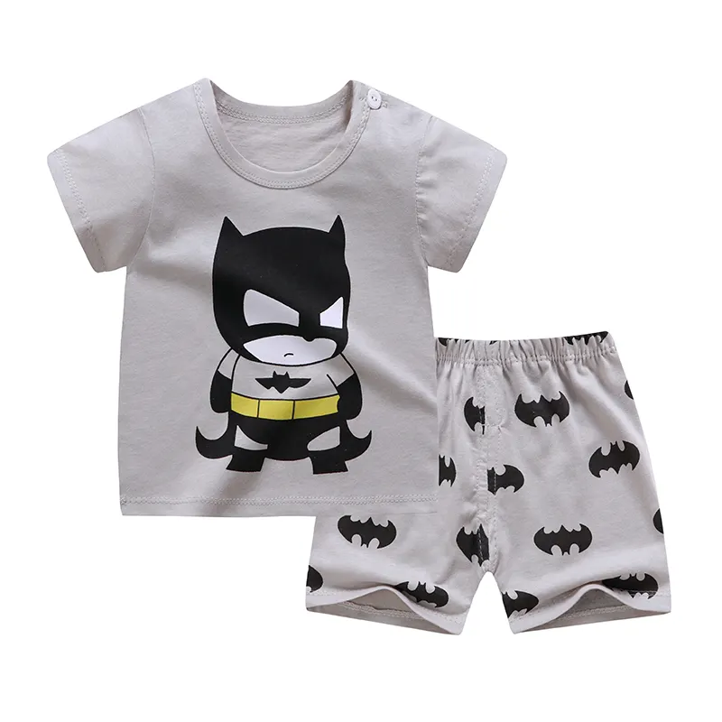 A buon mercato per bambini estate 100% cotone organico abito manica corta fabbrica ragazzo vestiti set abbigliamento per ragazze set abbigliamento per bambini