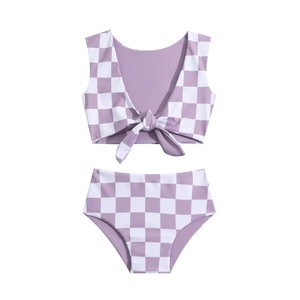 Verano playa vacaciones niña traje de baño 2 piezas conjunto de baño estilo Vintage cintura alta Bottoms - Product Image 4
