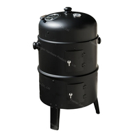 Barbecue au charbon de bois portable d'extérieur robuste en acier thermolaqué avec roues, hauteur réglable et dispositif de sécurité flamme