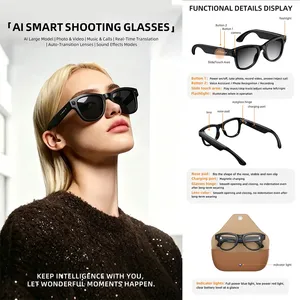 M02XP 4K HD Smart <b>Glasses</b> 800W HD <b>Camera</b> EIS Anti-Shake Shooting IP54 Waterproof AI Dialogue Translation Smart <b>Glasses</b> Men Women - Product Image 2