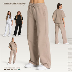 Logo personalizzato all'ingrosso <span class=keywords><strong>pantaloni</strong></span> sportivi Vintage <span class=keywords><strong>cotone</strong></span> francese Terry <span class=keywords><strong>pantaloni</strong></span> <span class=keywords><strong>pantaloni</strong></span> da jogging a gamba dritta per le donne <span class=keywords><strong>pantaloni</strong></span> della tuta a gamba larga - Product Image 1
