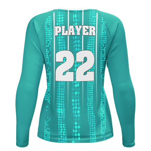 Setelan Jersey latihan kompetisi wanita, leher V lengan panjang untuk pakaian voli - Product Image 4