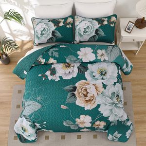 3 miếng hoa in Nữ Hoàng Quilt <span class=keywords><strong>bedding</strong></span> <span class=keywords><strong>Set</strong></span> mềm sợi nhỏ nhẹ Quilt <span class=keywords><strong>Set</strong></span> bedspread coverlet <span class=keywords><strong>Set</strong></span> cho tất cả các mùa - Product Image 1