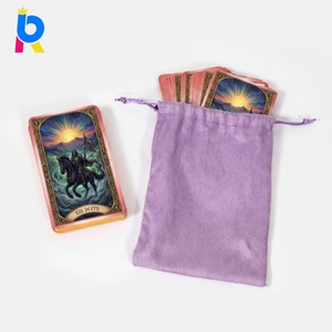 Jeu <span class=keywords><strong>de</strong></span> tarot personnalisé <span class=keywords><strong>de</strong></span> haute qualité, écologique, à bords dorés, avec <span class=keywords><strong>pochette</strong></span> en velours violet pour la divination – Vente chaude - Product Image 2