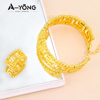Bracelet jonc ajouré élégant et simple Ayong, ensemble de bijoux en or 24 carats