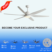 Ventilateur de plafond LED moderne et silencieux avec moteur DC sans balais en cuivre, télécommande, 5 pales, 6 vitesses, intensité variable, température de couleur 3000-6000K
