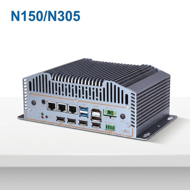 Industrial PC Case 3 LAN POE 6*Com Intel 12th Gen N150 1*DDR5 Barebone 6*USB CAN X86 Edge Computing Embedded Fanless Mini PC