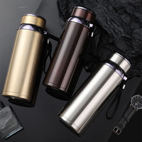 BORGE botol air termos olahraga luar ruangan, botol termos Stainless Steel dinding ganda, kapasitas besar 600ML 800ML 1000ML