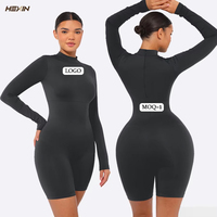 Combinaison de yoga sans couture noire à col roulé Hexin, combinaison courte, vêtements de sport