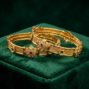 Artificial Jewellery Wholesalers in India Antique Openable <b>Bangles</b> with Gold Plating 2 Pc Women's Nickel & Lead Free Anniversary - Product Image 2