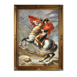 Reproduction de peinture à l'huile personnalisée faite à la main, Napoléon traversant les <span class=keywords><strong>Alpes</strong></span>, art néoclassique sur toile avec chevaux, pour la décoration de bureau ou de salle d'étude - Product Image 1