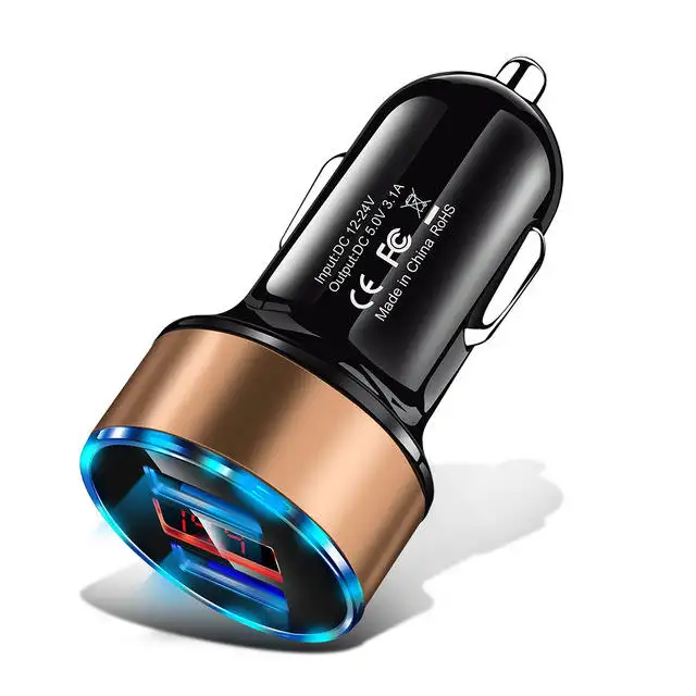 Fast Charging QC 3.0 Car Charger 2 Port 3.1A Dual USB Charger LCD Display 12-24V Cigarette Socket Lighter Fast Car Adapter