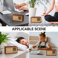 Décoration d'intérieur, horloge numérique LED en bois avec haut-parleur Bluetooth intelligent à commande tactile, température, adaptée aux enfants, pour chambre à coucher, bureau