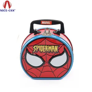 China Factory Custom Tin Lunchbox mit Griff Kinder Cartoon Spider-Man Metall Lunchbox