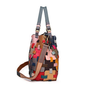 Bolsos de Mano de Cuero Andong para Mujer, Bolso de Moda de Cuero Vacuno Genuino, Bolsos Tote Multicolores con Diseño Calado 1286 - Product Image 3