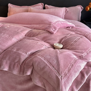 Lenzuola da <span class=keywords><strong>letto</strong></span> in stile invernale con ricamo grande Patchwork in lana di latte spessa, <span class=keywords><strong>federe</strong></span>, set di copripiumino - Product Image 1