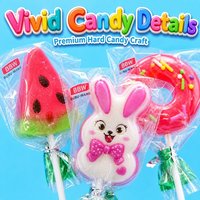 Groothandel grappige cartoon harde snoepjes lolly's gemengde donut watermeloen konijnenpootjes vormen kinder fruit smaak party lolly