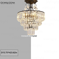 Lámpara Colgante de Lujo para Decoración del Hogar ODM/OEM, Lámpara de Araña LED con Gotas de Cristal