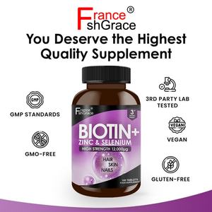 Biotine + Zinc & Sélénium Aident à Traiter et à Maintenir des Cheveux, une Peau et des Ongles Sains Végétarien Sans OGM 180 Comprimés - Product Image 3