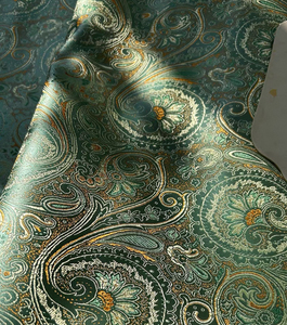 Vải thổ cẩm họa tiết pipa màu xanh nước đặc biệt, lụa satin, Áo sườn xám, vải thiết kế kiểu Trung Quốc - Product Image 1