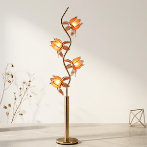 Lámpara de pie decorativa con forma de loto de 4 luces, lámpara de pie floral romántica para hotel, decoración del hogar para bodas - Product Image 1