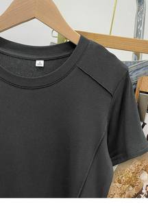 <span class=keywords><strong>2023</strong></span> été poisson os élégant femmes classique basique t-shirts couleur unie col rond raglan couture à manches courtes T-shirt femme - Product Image 4